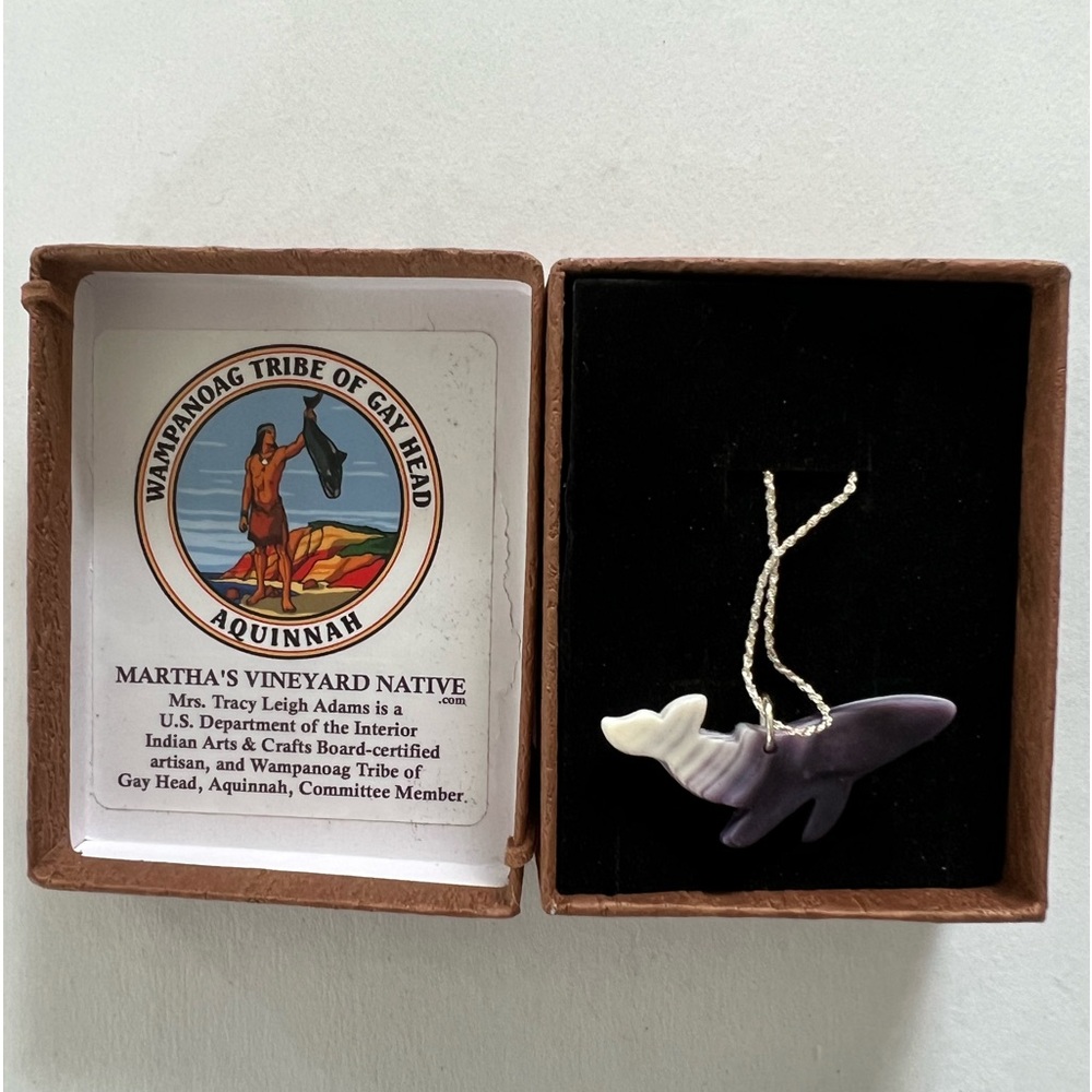 Native American made-wampum humpback whale pendant and chain